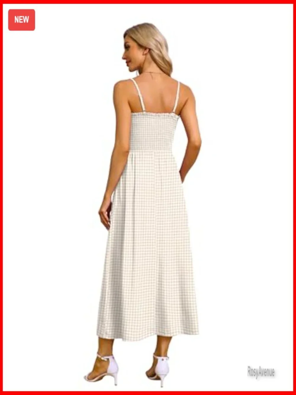 Spaghetti Strap Maxi Dress Smocked with Pockets Casual Boho Beach - Picture 5 of 7